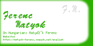 ferenc matyok business card